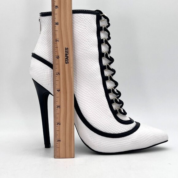 ShoeDazzle Dangerous Booties Womens Size 9 White Multi Back Zipper & Lace-Up New - Picture 12 of 16